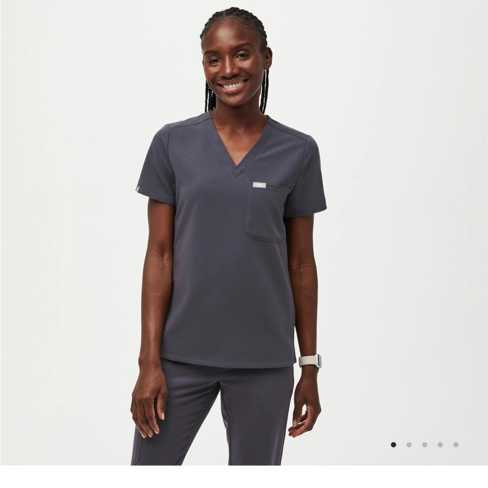 Figs Charcoal Catarina Scrub Top XXS
